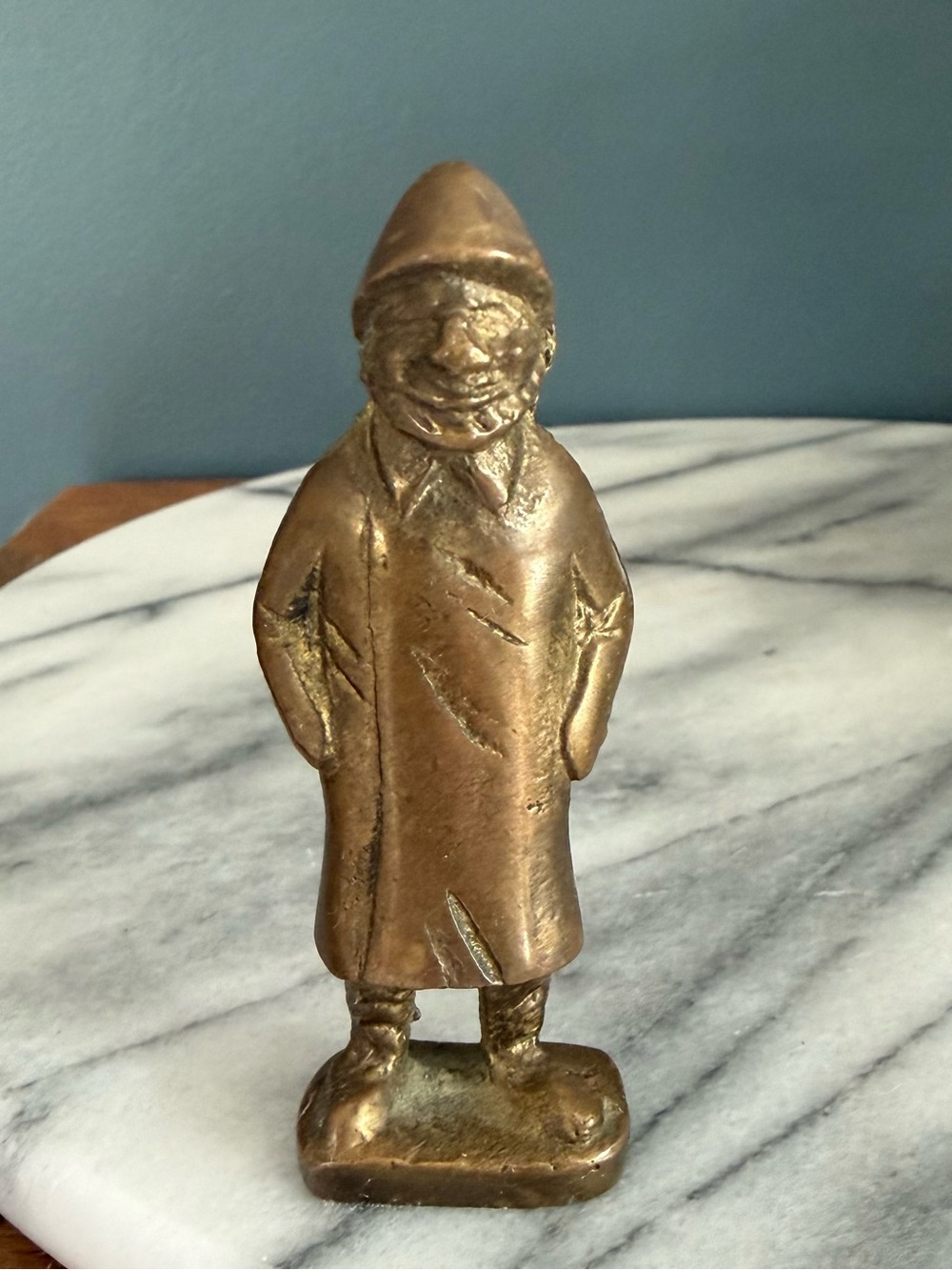 Vintage 3" Solid Brass Handmade Folk Art Marine Nautical Sea Captain Fisherman